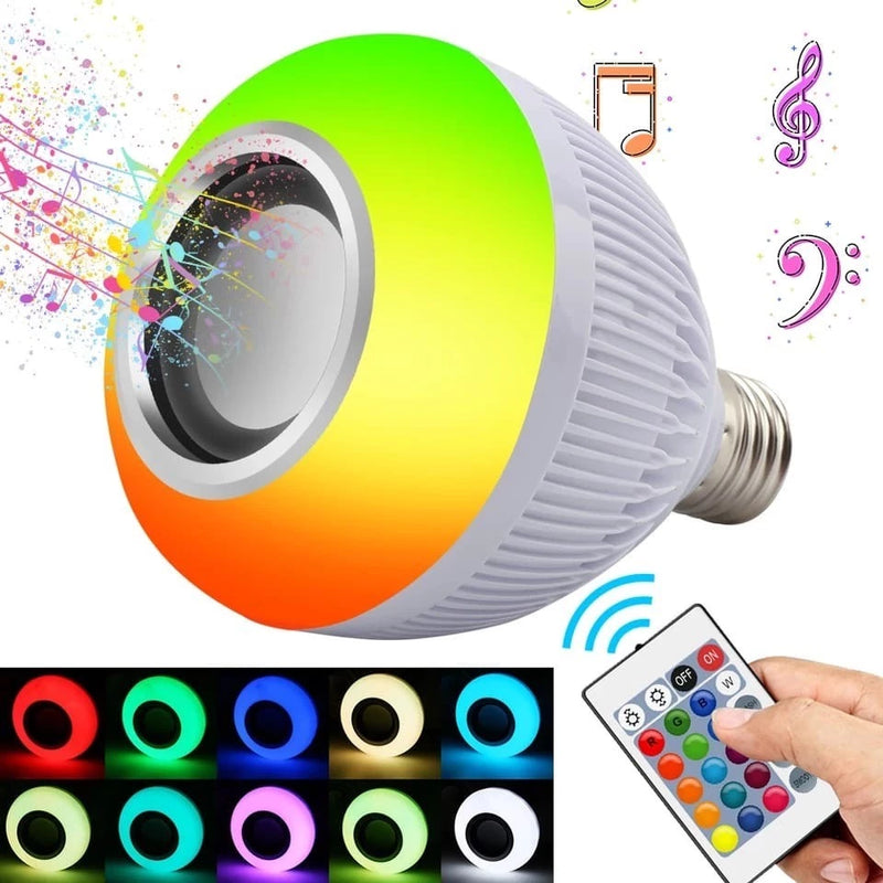 Lampada Bluetooth De Led Caixa De Som C Controle Rgb 12W