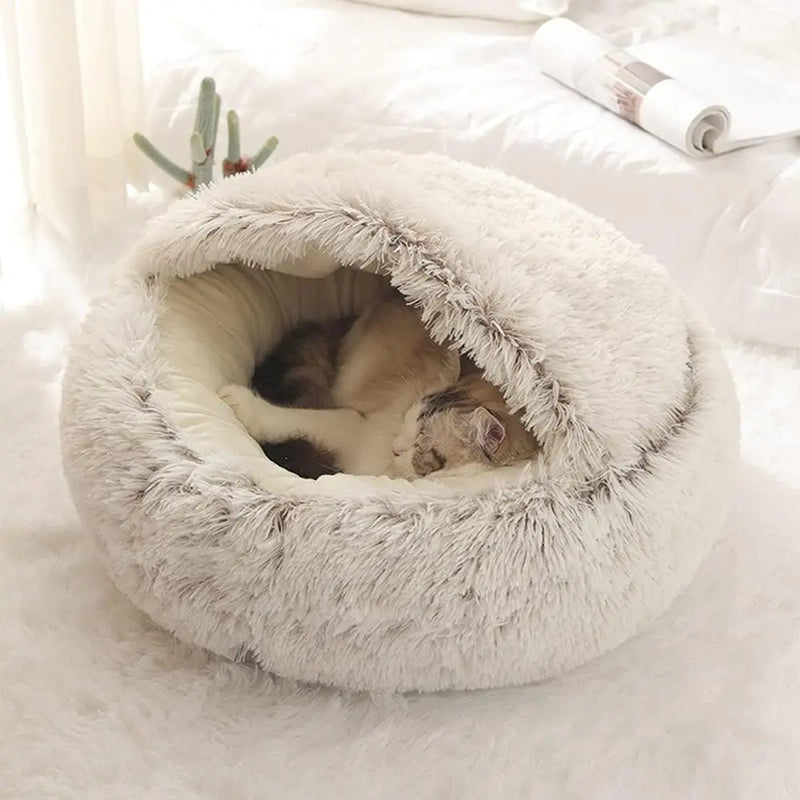 Coberta do tipo caverna tecido macio e quente para Gatos e Cães 2 em 1