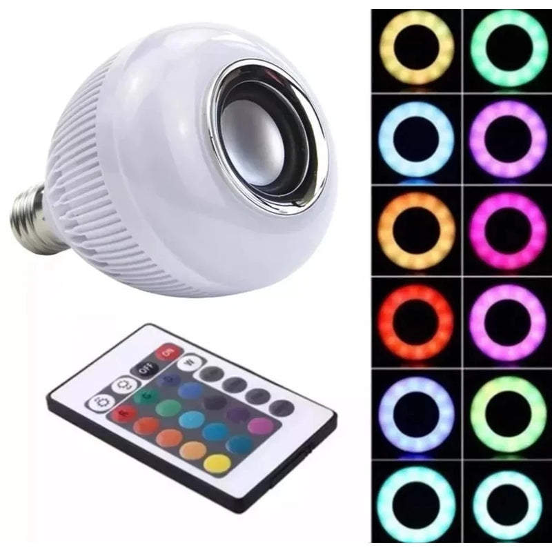 Lampada Bluetooth De Led Caixa De Som C Controle Rgb 12W